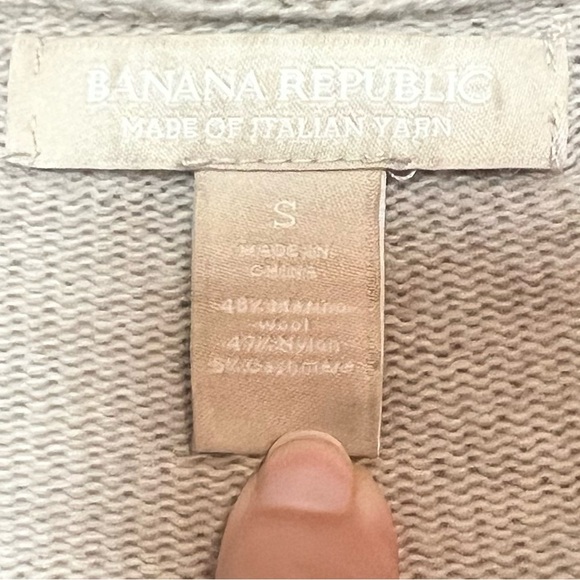 Banana Republic Open Front Cardigan Sweater Cream Black Small Merino Wool Blend - Picture 7 of 7